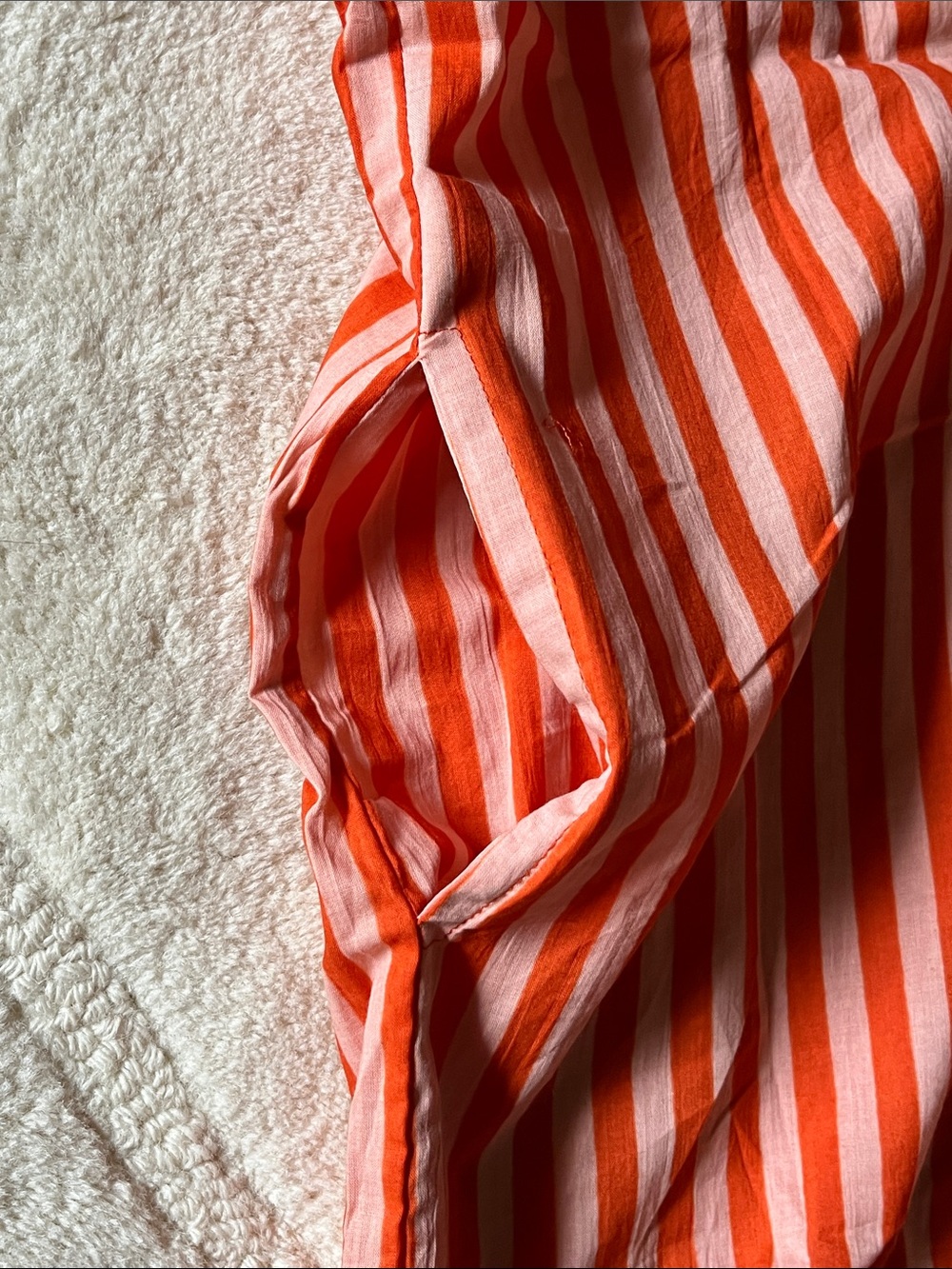 INK AND ALLOY Margot Striped Kaftan In Coral And Blush - Picture 6 of 9